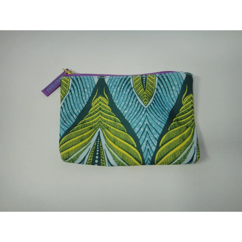 Estee Lauder Makeup Bag Set Teal Green Leaf Print Travel Toiletry Case 2 Piece